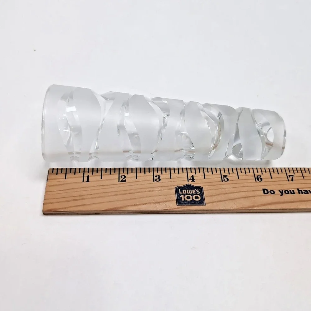 Pair JG Durand Art Deco Clear/Satin Frosted Candlesticks‎ for Taper Candles